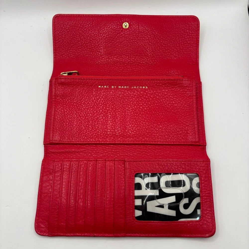Marc by Marc Jacobs Standard Supply Workwear Flap Wallet Pink  Leather Gold